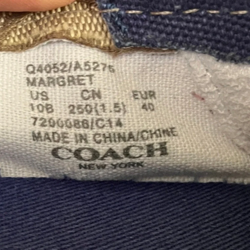 Coach Margret Navy Canvas Signature Monogram Espadrille Flats Womens 10B Q4052